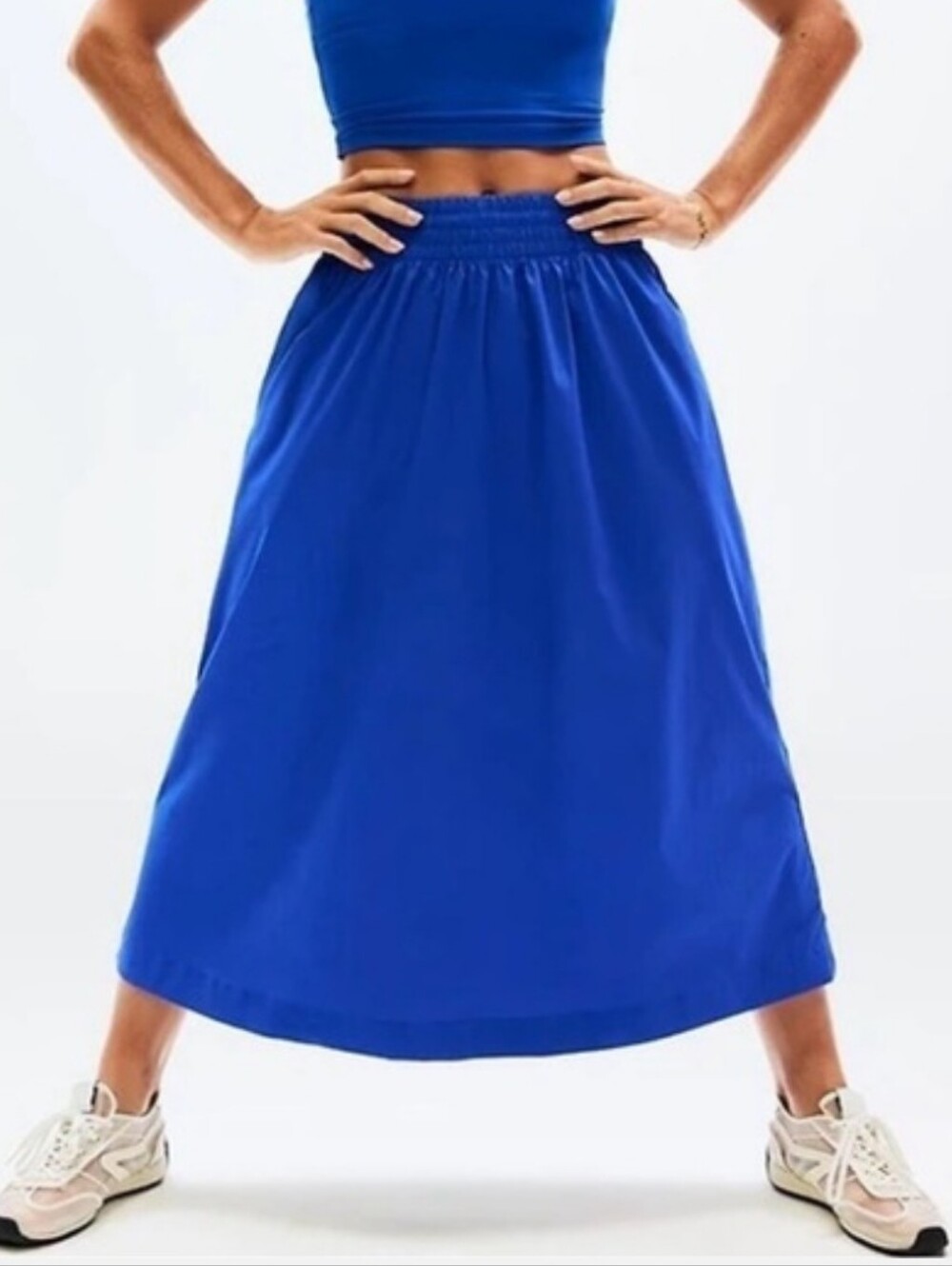Athleta Midday Mid Rise Midi Poplin Skirt XL Varsity Blue Modest Activewear